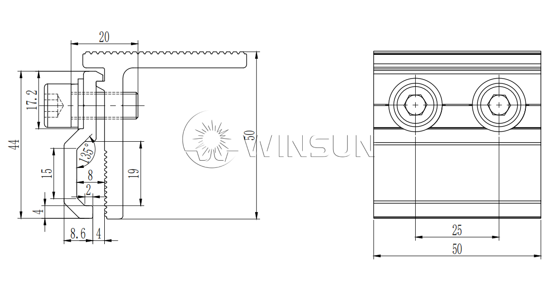 standing seam clamp solar mounting structure