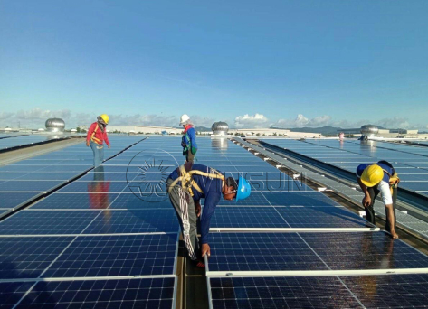 Sistema de montagem solar com suporte de pés L de 1 MW na Tailândia